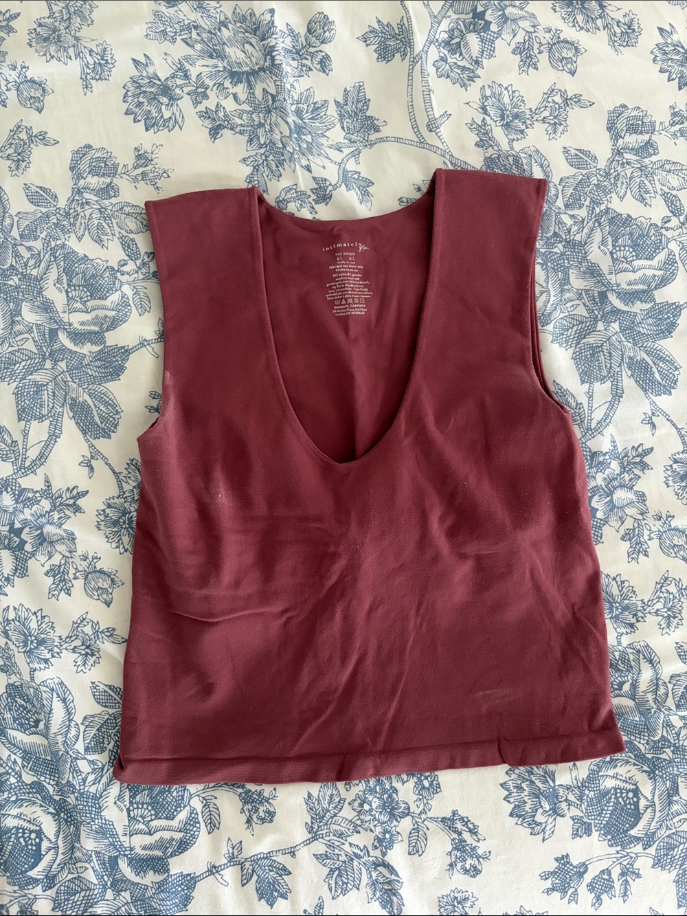 Free People Sleeveless V-Neck Tank Top in Deep Burgundy